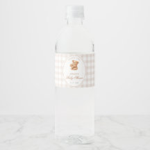 Chá de Bebê do Ursinho de Gingham Marrom Coraçãozi