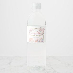 Rótulo De Garrafa De Vinho Chá de Bebê Festa de Chá Floral Rosa