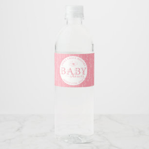 Rótulo De Garrafa De Vinho Chá de Bebê Flor Silvestre Rosa Empoeirada