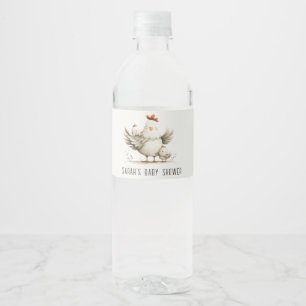 Rótulo De Garrafa De Vinho Chá de Bebê Floral Mamãe e Bebê Pintinho Fazendinh