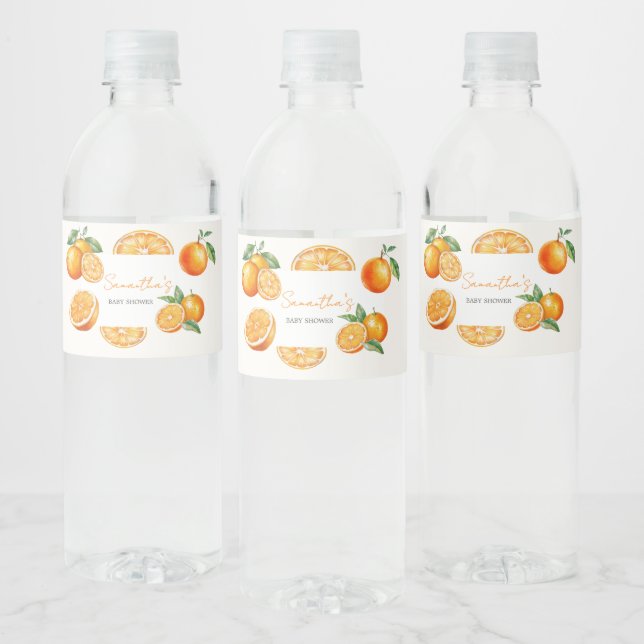 Rótulo De Garrafa De Vinho Chá de Bebê Laranja Little Cutie (Garrafas)