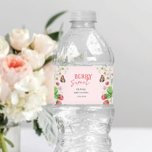 Rótulo De Garrafa De Vinho Chá de Bebê Morango Doce Baga
