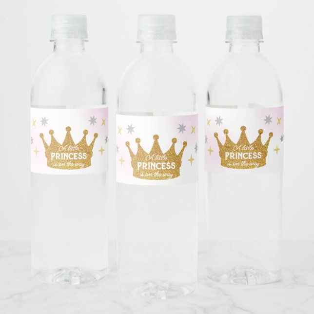 Rótulo De Garrafa De Vinho Chá de Bebê Princesinha Menina (Garrafas)