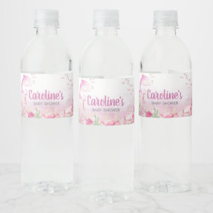 Rótulo De Garrafa De Vinho Chá de Bebê Rosa Debaixo do Mar