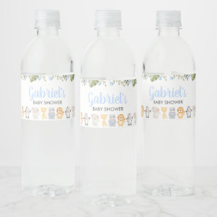 Rótulo De Garrafa De Vinho Chá de Bebê Safari Menino