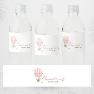 Rótulo De Garrafa De Vinho Chá de Bebê Urso Boho Rosa 