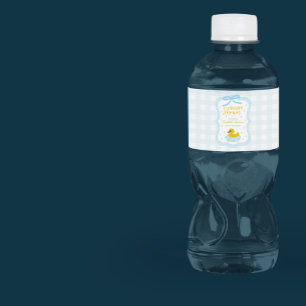 Rótulo De Garrafa De Vinho Chá de Bebê Xadrez com Gotículas de Água Menino