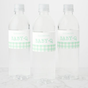 Rótulo De Garrafa De Vinho Chá de Bebê Xadrez Verde Menta Baby-Q