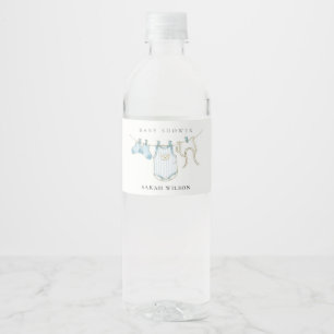 Rótulo De Garrafa De Vinho Chá de fraldas Azul de Linha de Fechadura Simples