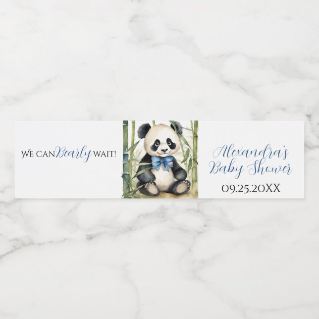 Rótulo De Garrafa De Vinho Chá de fraldas Baby Panda Bear Boy (Rótulo Único)