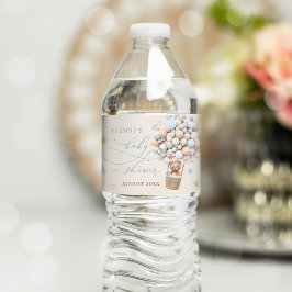 Rótulo De Garrafa De Vinho Chá de fraldas Balão do Urso Azul