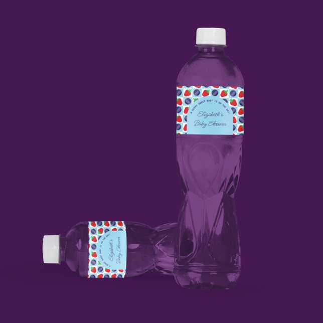 Rótulo De Garrafa De Vinho Chá de fraldas Berry Sweet (Criador carregado)