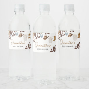 Rótulo De Garrafa De Vinho Chá de fraldas Cowboy