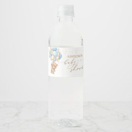 Rótulo De Garrafa De Vinho Chá de fraldas de Balões Azuis do Urso de Teddy