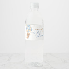 Rótulo De Garrafa De Vinho Chá de fraldas de Balões Azuis do Urso de Teddy