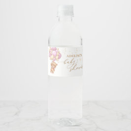 Rótulo De Garrafa De Vinho Chá de fraldas de Balões Rosa de Urso Teddy