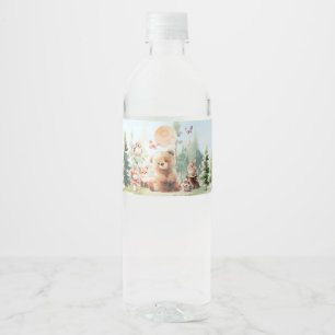 Rótulo De Garrafa De Vinho Chá de fraldas de Bary Cute Woodland