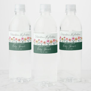 Rótulo De Garrafa De Vinho Chá de fraldas de Casais Florais de Cores Aquáti