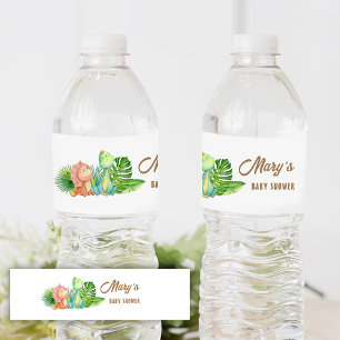 Rótulo De Garrafa De Vinho Chá de fraldas de dinossauro