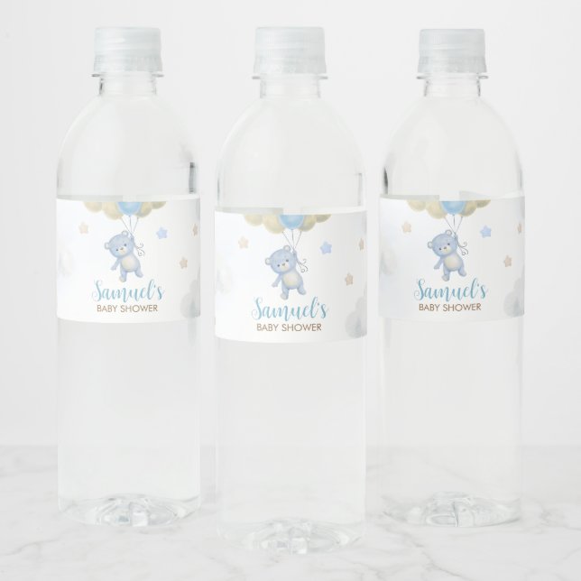 Rótulo De Garrafa De Vinho Chá de fraldas de Espera do Urso Menino (Garrafas)