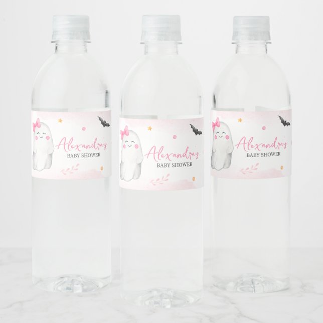 Rótulo De Garrafa De Vinho Chá de fraldas de Halloween do Fantasma (Garrafas)