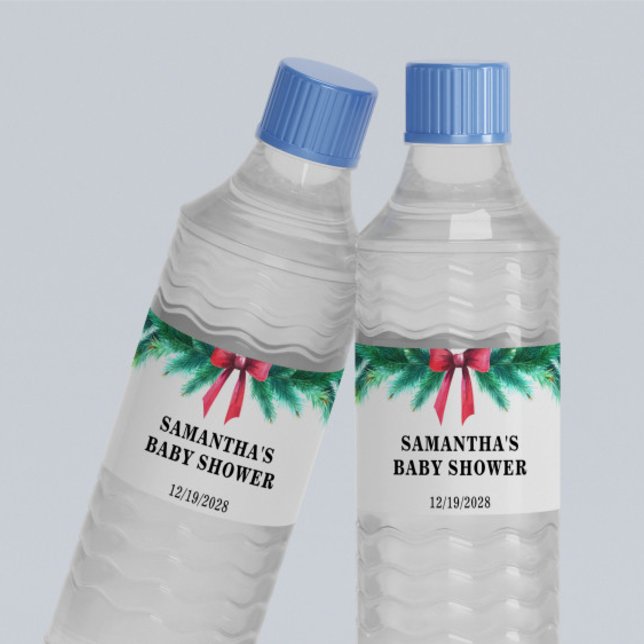 Rótulo De Garrafa De Vinho Chá de fraldas de inverno de Natal (Criador carregado)