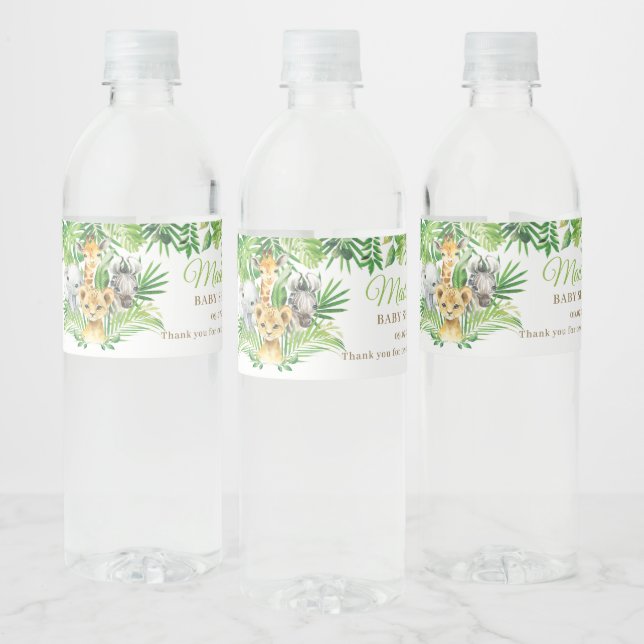 Rótulo De Garrafa De Vinho Chá de fraldas de Leão de Safari Selgle Animal (Garrafas)