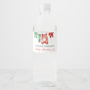 Rótulo De Garrafa De Vinho Chá de fraldas de Papais noeis de Natal Floral fel