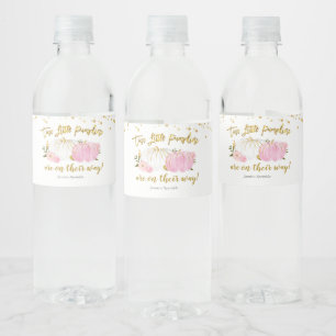 Rótulo De Garrafa De Vinho Chá de fraldas de Pumpkin Rosa e Dourado