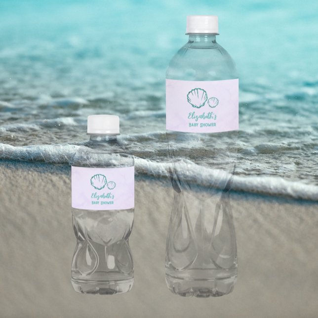 Rótulo De Garrafa De Vinho Chá de fraldas de Seashell (Criador carregado)