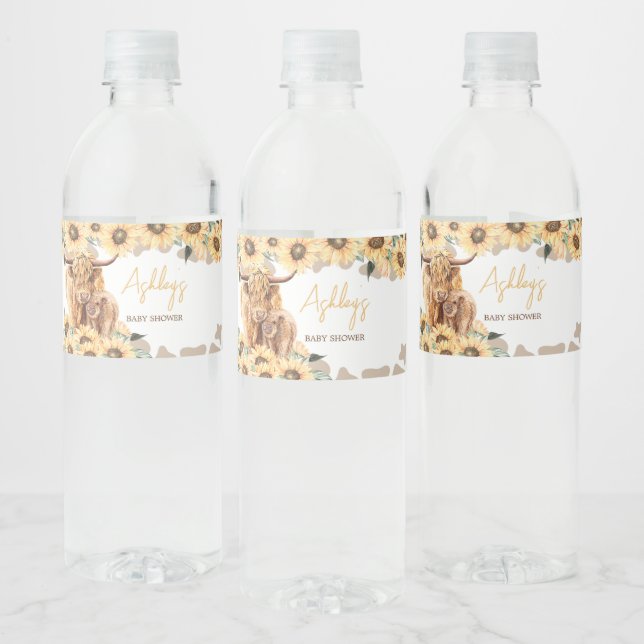 Rótulo De Garrafa De Vinho Chá de fraldas de Vaca de Sunflower Highland (Garrafas)
