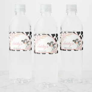 Rótulo De Garrafa De Vinho Chá de fraldas de Vaca Rosa Boho Highland