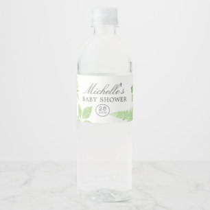 Rótulo De Garrafa De Vinho Chá de fraldas de Watercolor Greenery
