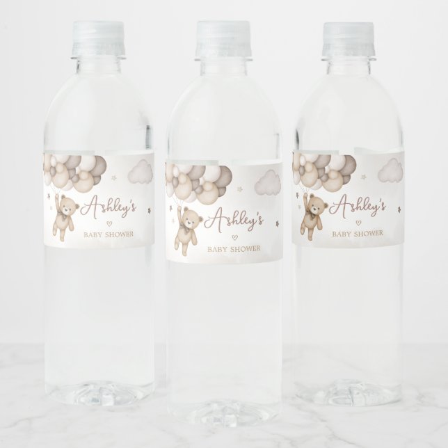 Rótulo De Garrafa De Vinho Chá de fraldas do Balão do Urso Castanho (Garrafas)