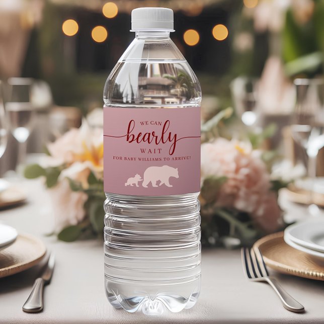 Rótulo De Garrafa De Vinho Chá de fraldas do Urso da Madeira Rosa (Criador carregado)