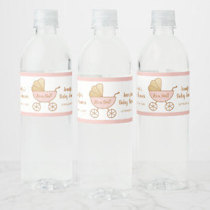 Rótulo De Garrafa De Vinho Chá de fraldas É uma Carruagem cor-de-rosa