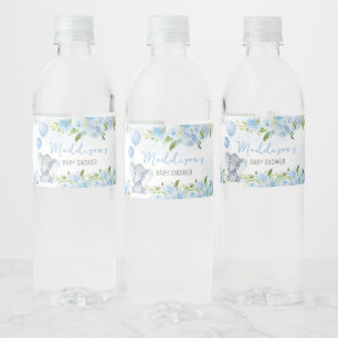 Rótulo De Garrafa De Vinho Chá de fraldas Elefante Azul