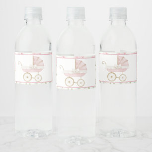 Rótulo De Garrafa De Vinho Chá de fraldas Floral Rosa