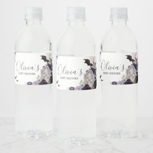 Rótulo De Garrafa De Vinho Chá de fraldas Gótico Floral Roxo