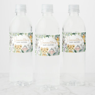 Rótulo De Garrafa De Vinho Chá de fraldas Greenery Wild One Safari