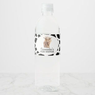 Rótulo De Garrafa De Vinho Chá de fraldas Impressão de Vaca do Planalto