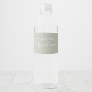 Rótulo De Garrafa De Vinho Chá de fraldas Minimalista Verde Sage