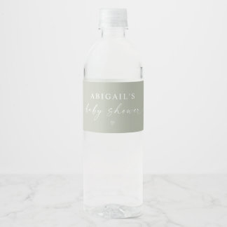 Rótulo De Garrafa De Vinho Chá de fraldas Minimalista Verde Sage