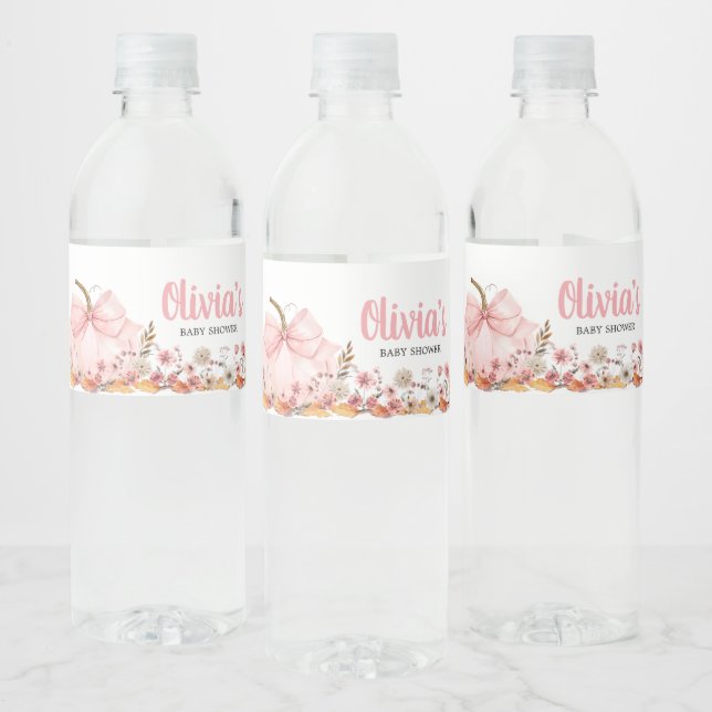 Rótulo De Garrafa De Vinho Chá de fraldas Pumpkin do Arco rosa (Garrafas)