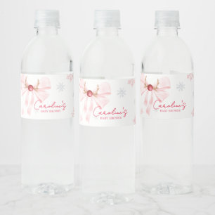 Rótulo De Garrafa De Vinho Chá de fraldas Rosa Arco Flocos de Neve