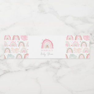 Rótulo De Garrafa De Vinho Chá de fraldas Rosa Boho Rainbow Girl