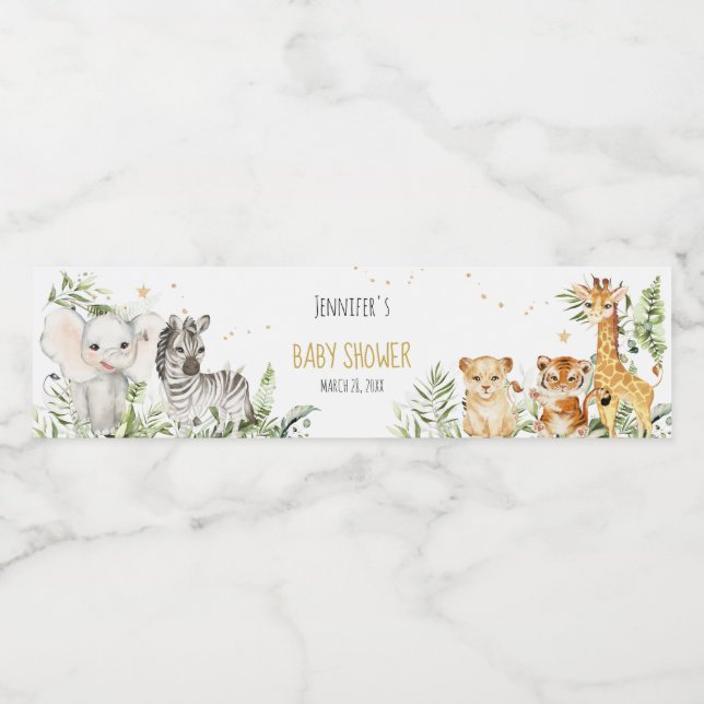 Rótulo De Garrafa De Vinho Chá de fraldas Safari (Rótulo Único)