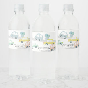 Rótulo De Garrafa De Vinho Chá de fraldas White Boy dos Balões de Carro Azul