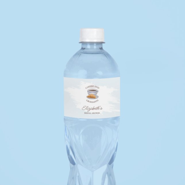 Rótulo De Garrafa De Vinho Chá de Noiva de Café e Croissants (Criador carregado)