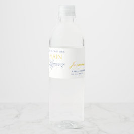 Rótulo De Garrafa De Vinho Chá de Noiva Floral Cítrico Azul Limão